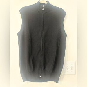 Brunello Cucinelli Black Cashmere Blend Full Zip Vest Sweater XL